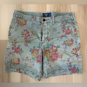 Abercrombie and Fitch Twill Shorts Green/Floral Men’s Size 32